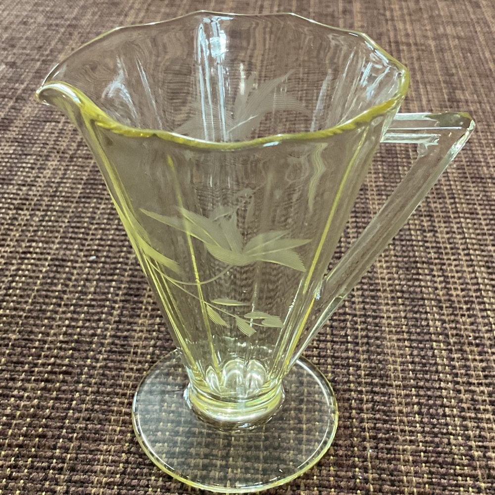 Elegant Glass Pitcher with Floral Design